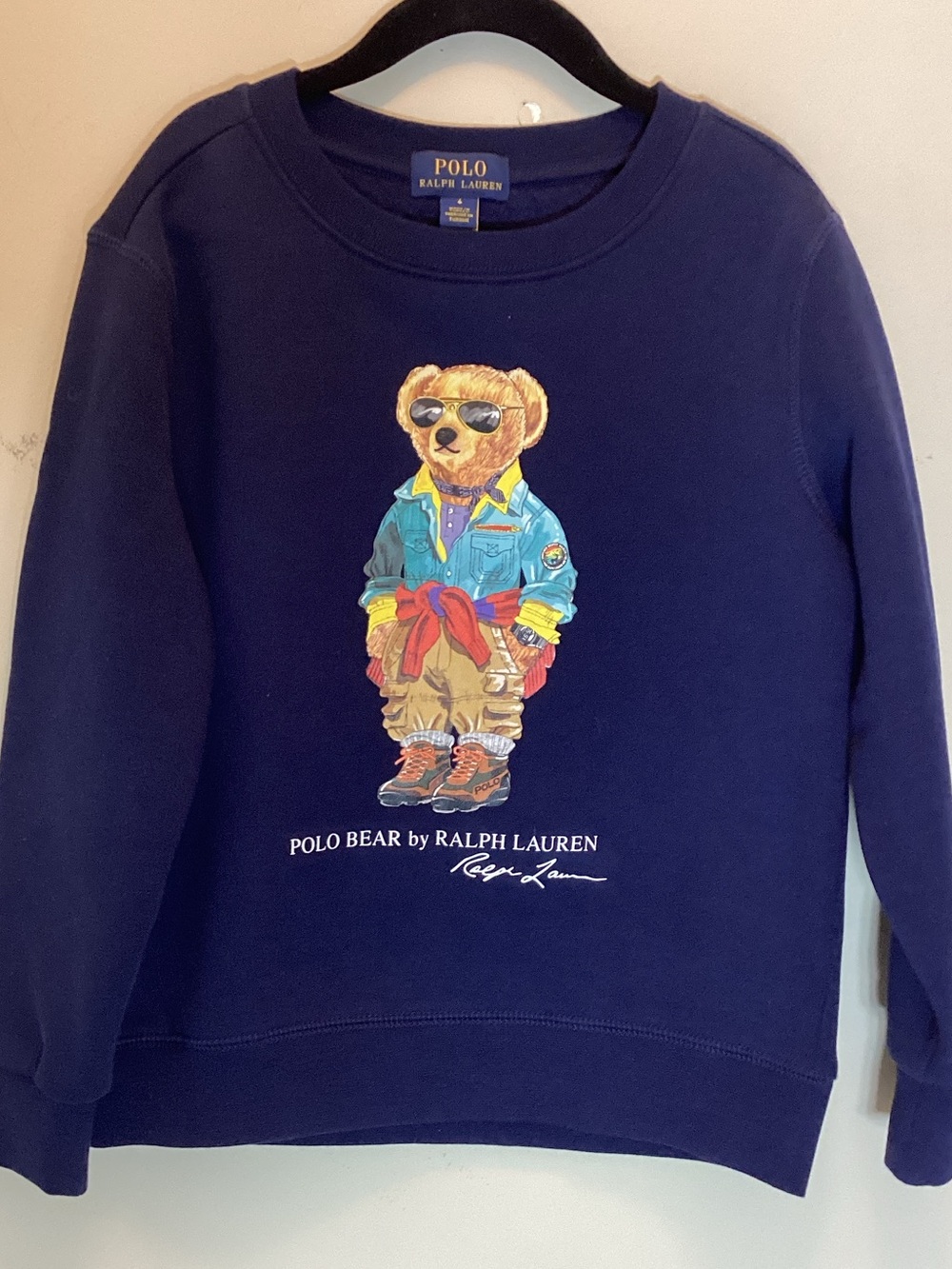 Polo Ralph Lauren Navy Blue Kids Polo Bear Crewneck Sweatshirt Size 6
